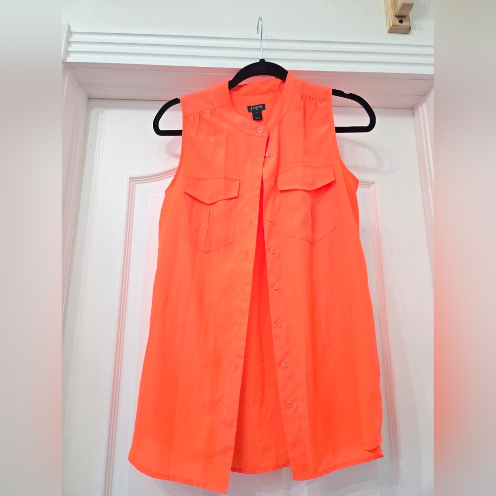 J. Crew Vibrant Orange Sleeveless Blouse